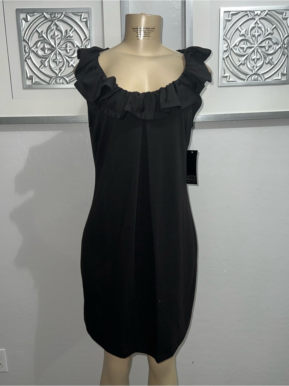 Alyn Paige Black Ruffle-Trim Sleeveless Mini Dress